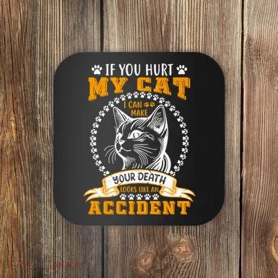 Protective Cat Owner Message Coaster