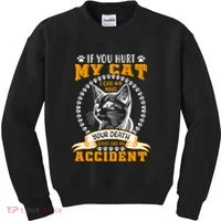 Protective Cat Owner Message Kids Sweatshirt thumb 0