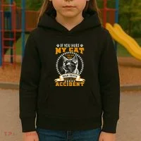 Protective Cat Owner Message Kids Hoodie thumb 3