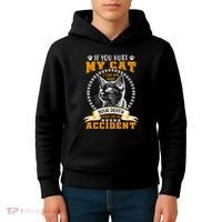 Protective Cat Owner Message Kids Hoodie thumb 4