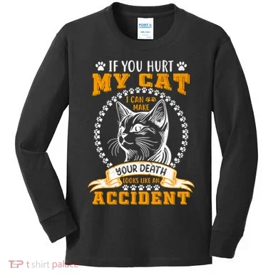 Protective Cat Owner Message Kids Long Sleeve Shirt