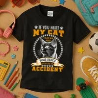 Protective Cat Owner Message Kids T-Shirt thumb 3