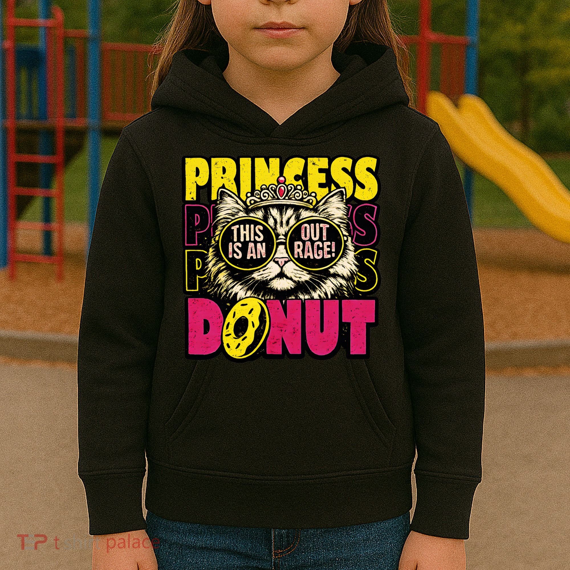 Princess Cat Outrage Goddammit Donut Kids Hoodie