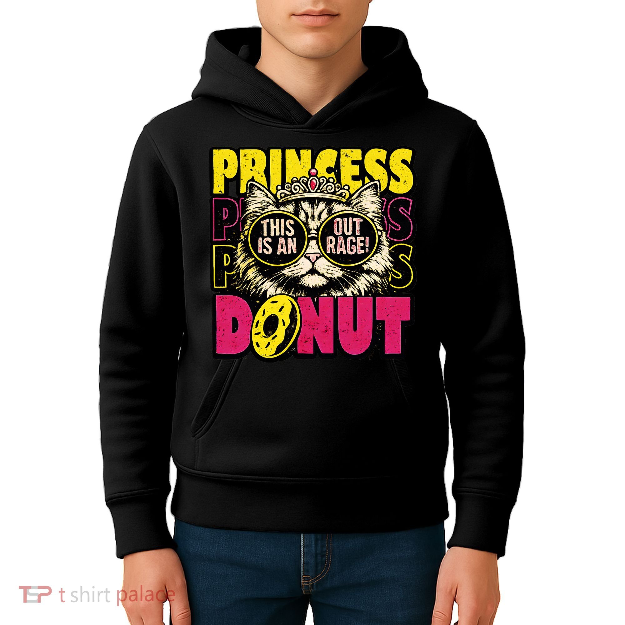 Princess Cat Outrage Goddammit Donut Kids Hoodie