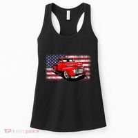 Patriotic Classic Old Pickup Truck American Flag Women's Tank Top thumb 0