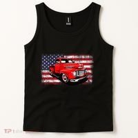 Patriotic Classic Old Pickup Truck American Flag Tank Top thumb 2