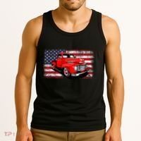 Patriotic Classic Old Pickup Truck American Flag Tank Top thumb 3