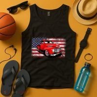 Patriotic Classic Old Pickup Truck American Flag Tank Top thumb 4