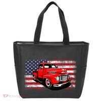 Patriotic Classic Old Pickup Truck American Flag Tote Bag thumb 0