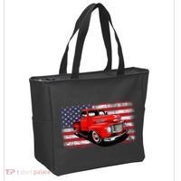 Patriotic Classic Old Pickup Truck American Flag Tote Bag thumb 2