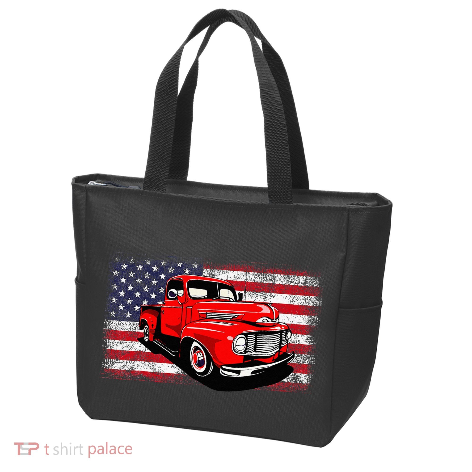 Patriotic Classic Old Pickup Truck American Flag Tote Bag