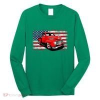 Patriotic Classic Old Pickup Truck American Flag Long Sleeve Shirt thumb 0