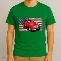 Patriotic Classic Old Pickup Truck American Flag T-Shirt thumb 3