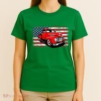 Patriotic Classic Old Pickup Truck American Flag T-Shirt thumb 4