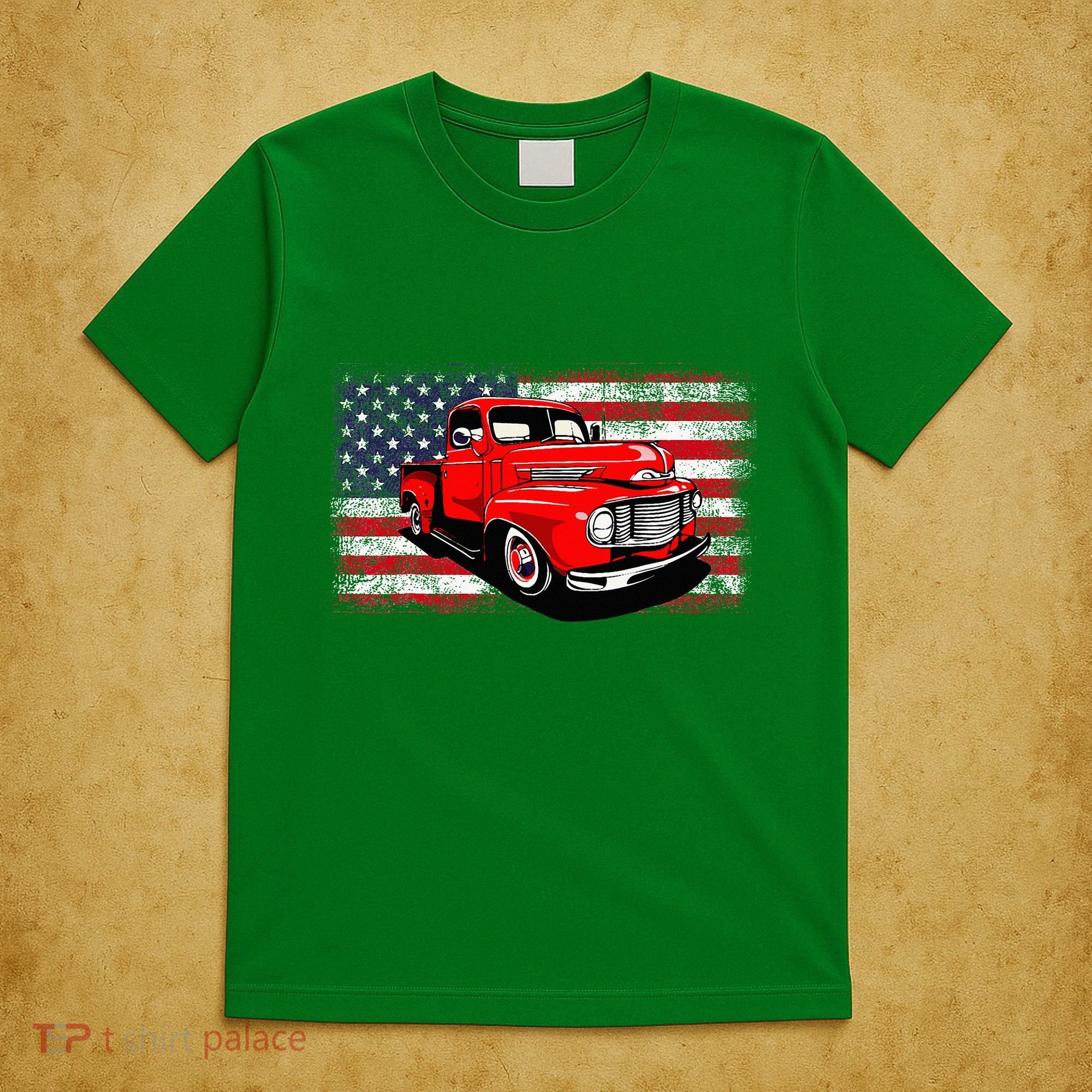 Patriotic Classic Old Pickup Truck American Flag T-Shirt