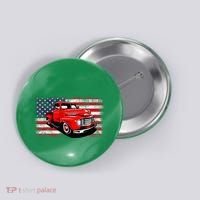 Patriotic Classic Old Pickup Truck American Flag Button thumb 0