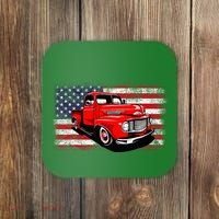 Patriotic Classic Old Pickup Truck American Flag Coaster thumb 0