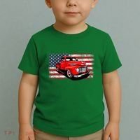 Patriotic Classic Old Pickup Truck American Flag Toddler T-Shirt thumb 2