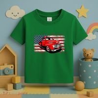 Patriotic Classic Old Pickup Truck American Flag Toddler T-Shirt thumb 3