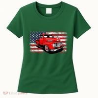 Patriotic Classic Old Pickup Truck American Flag Women's T-Shirt thumb 0