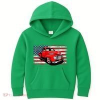 Patriotic Classic Old Pickup Truck American Flag Kids Hoodie thumb 0