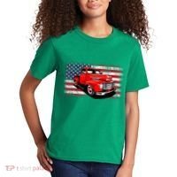 Patriotic Classic Old Pickup Truck American Flag Kids T-Shirt thumb 2