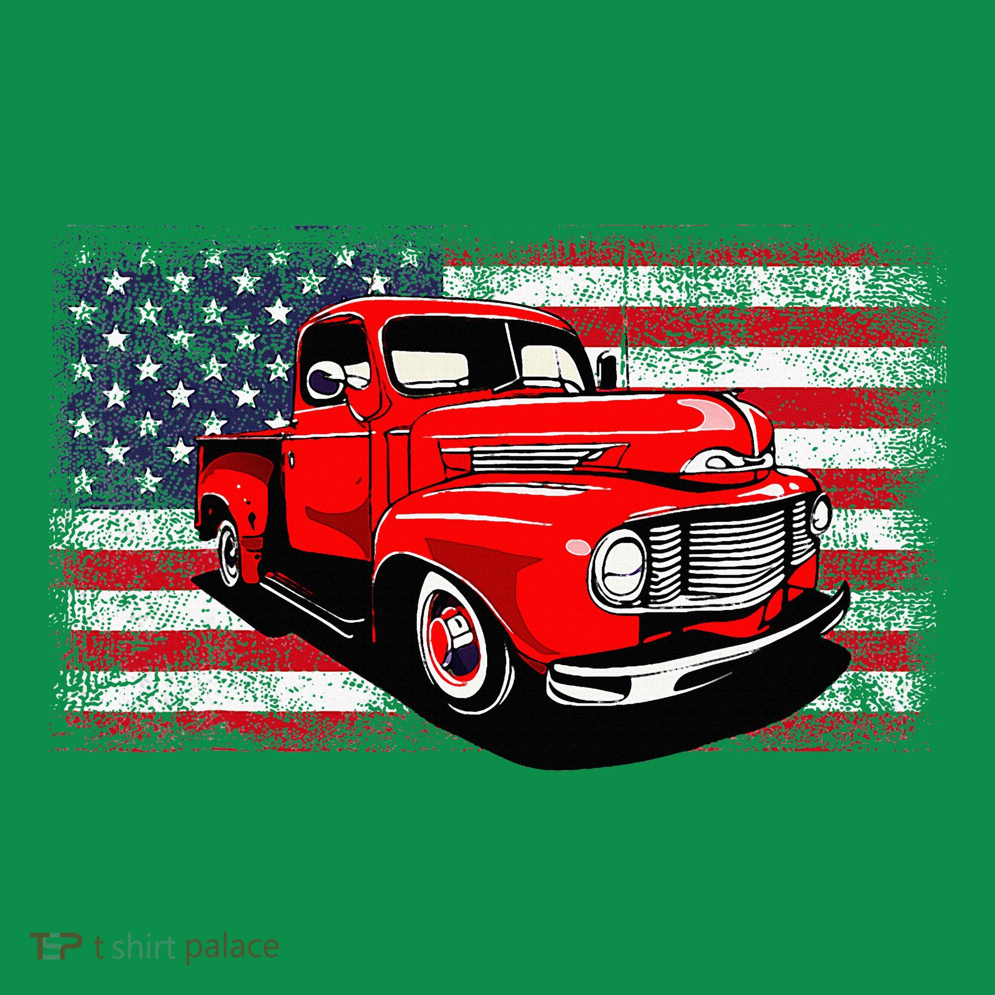 Patriotic Classic Old Pickup Truck American Flag Kids T-Shirt
