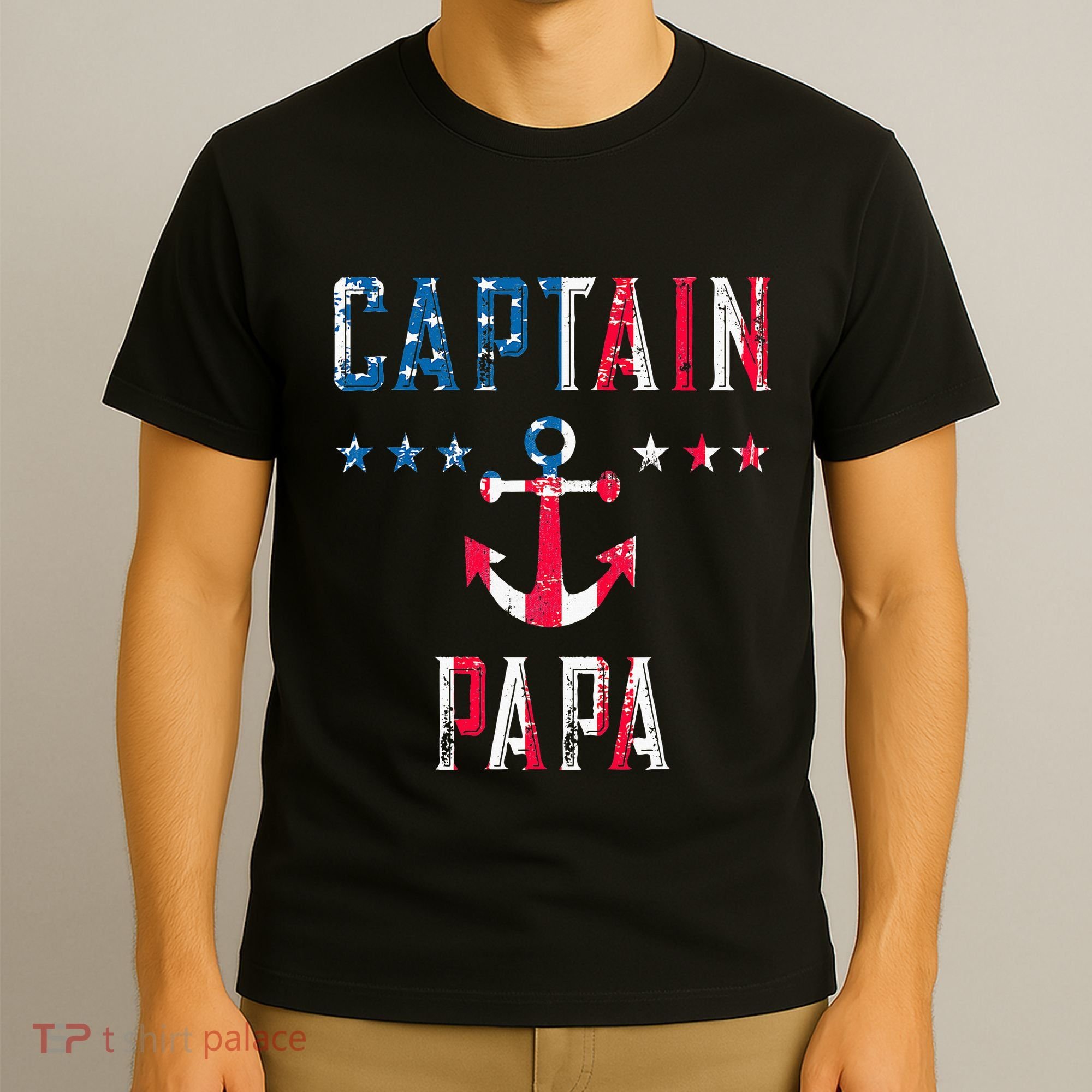 Patriotic C.A.P.T.A.I.N Papa American Superhero Us Flag T-Shirt