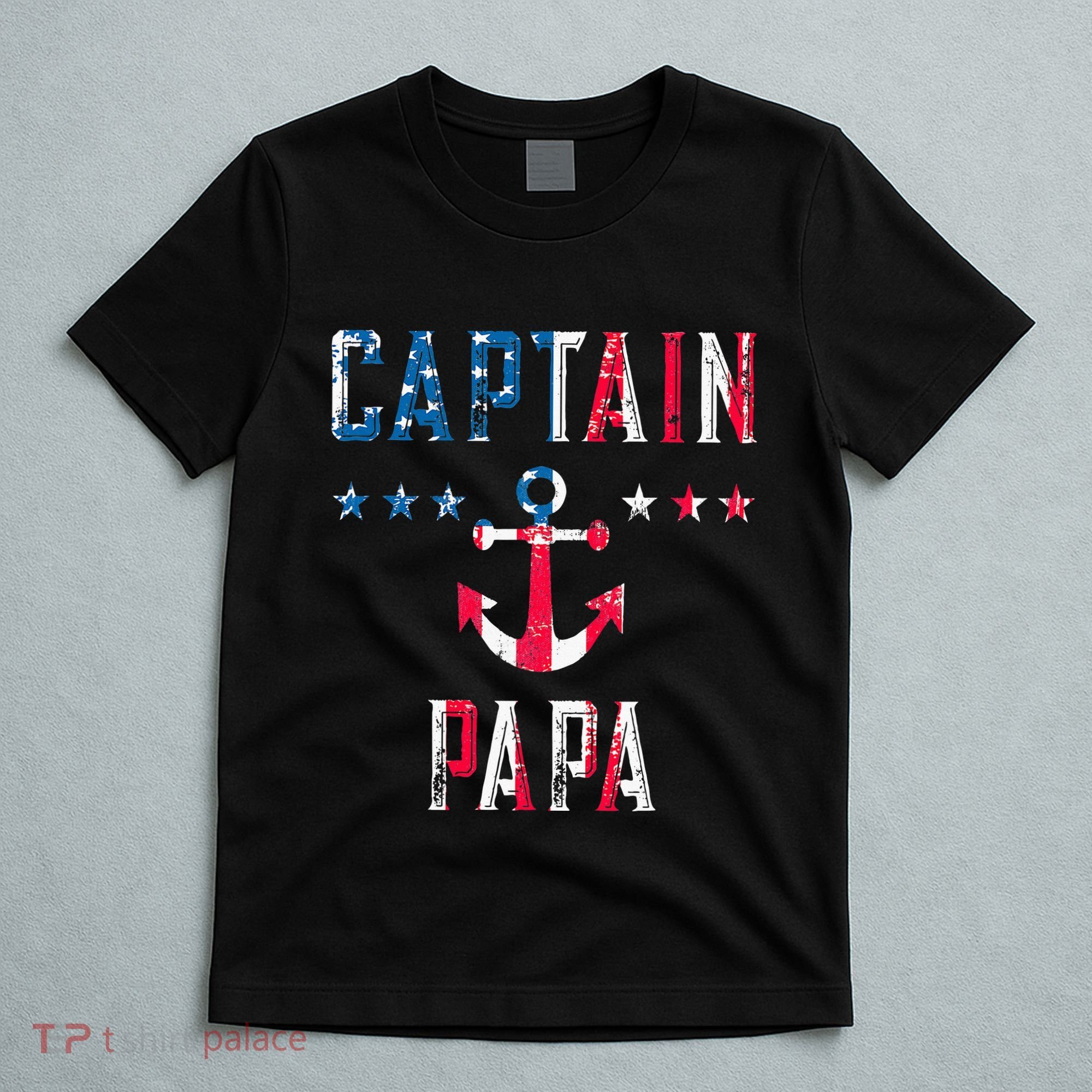 Patriotic C.A.P.T.A.I.N Papa American Superhero Us Flag T-Shirt