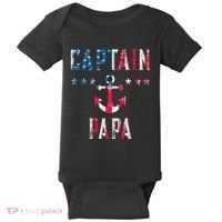 Patriotic C.A.P.T.A.I.N Papa American Superhero Us Flag Baby Bodysuit thumb 0