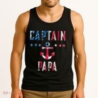 Patriotic C.A.P.T.A.I.N Papa American Superhero Us Flag Tank Top thumb 3