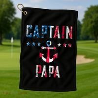 Patriotic C.A.P.T.A.I.N Papa American Superhero Us Flag Golf Towel thumb 1