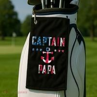 Patriotic C.A.P.T.A.I.N Papa American Superhero Us Flag Golf Towel thumb 2