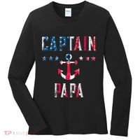 Patriotic C.A.P.T.A.I.N Papa American Superhero Us Flag Women's Long Sleeve Shirt thumb 0