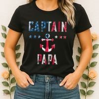 Patriotic C.A.P.T.A.I.N Papa American Superhero Us Flag Women's T-Shirt thumb 2