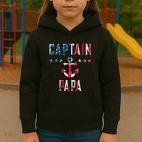 Patriotic C.A.P.T.A.I.N Papa American Superhero Us Flag Kids Hoodie thumb 3