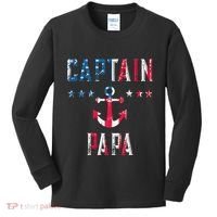 Patriotic C.A.P.T.A.I.N Papa American Superhero Us Flag Kids Long Sleeve Shirt thumb 0