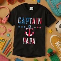 Patriotic C.A.P.T.A.I.N Papa American Superhero Us Flag Kids T-Shirt thumb 3