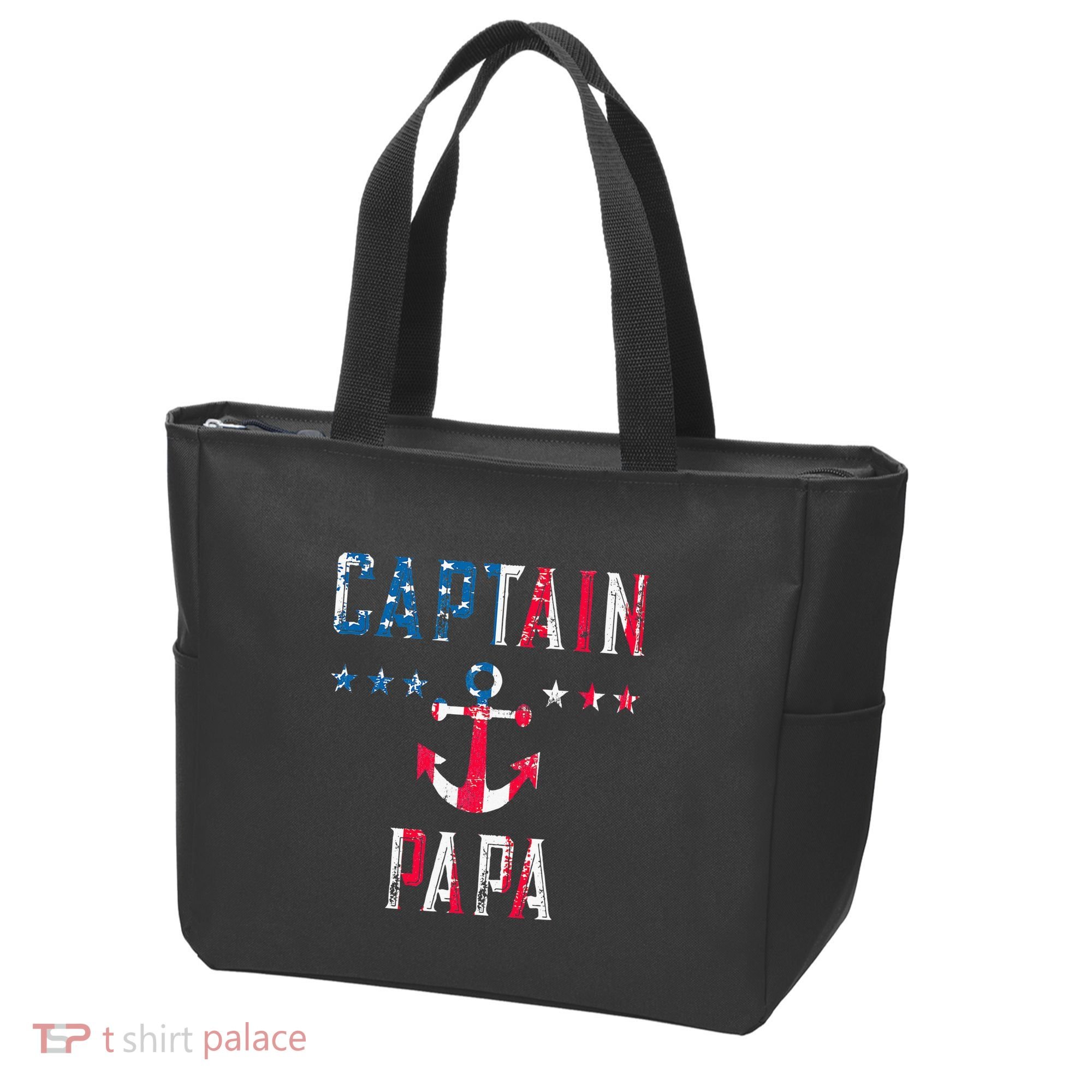 Patriotic C.A.P.T.A.I.N Papa American Superhero Us Flag Tote Bag