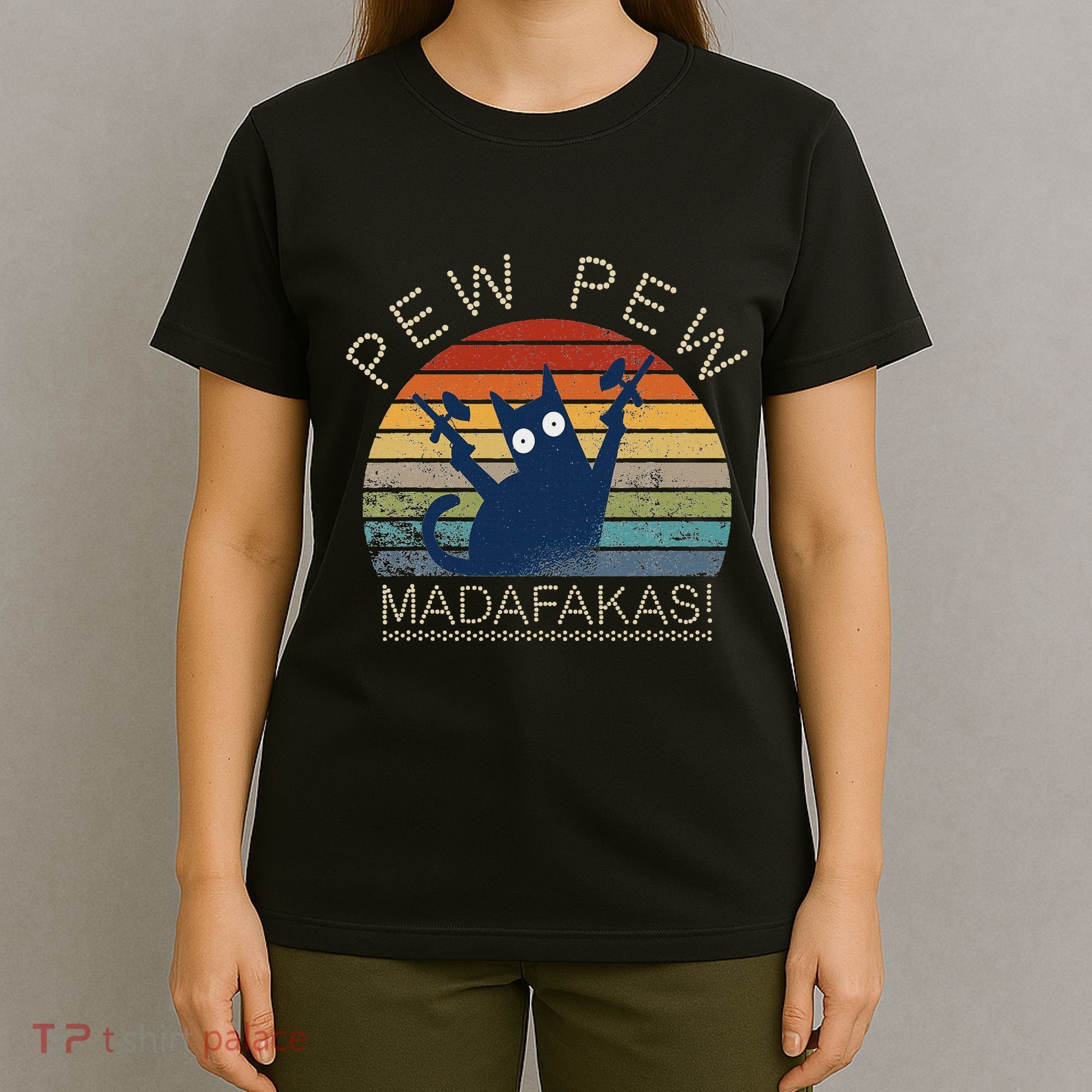 Paintball Cat Pew Pew Madafakas Crazy Cat Funny Paintball T-Shirt