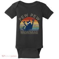 Paintball Cat Pew Pew Madafakas Crazy Cat Funny Paintball Baby Bodysuit thumb 0