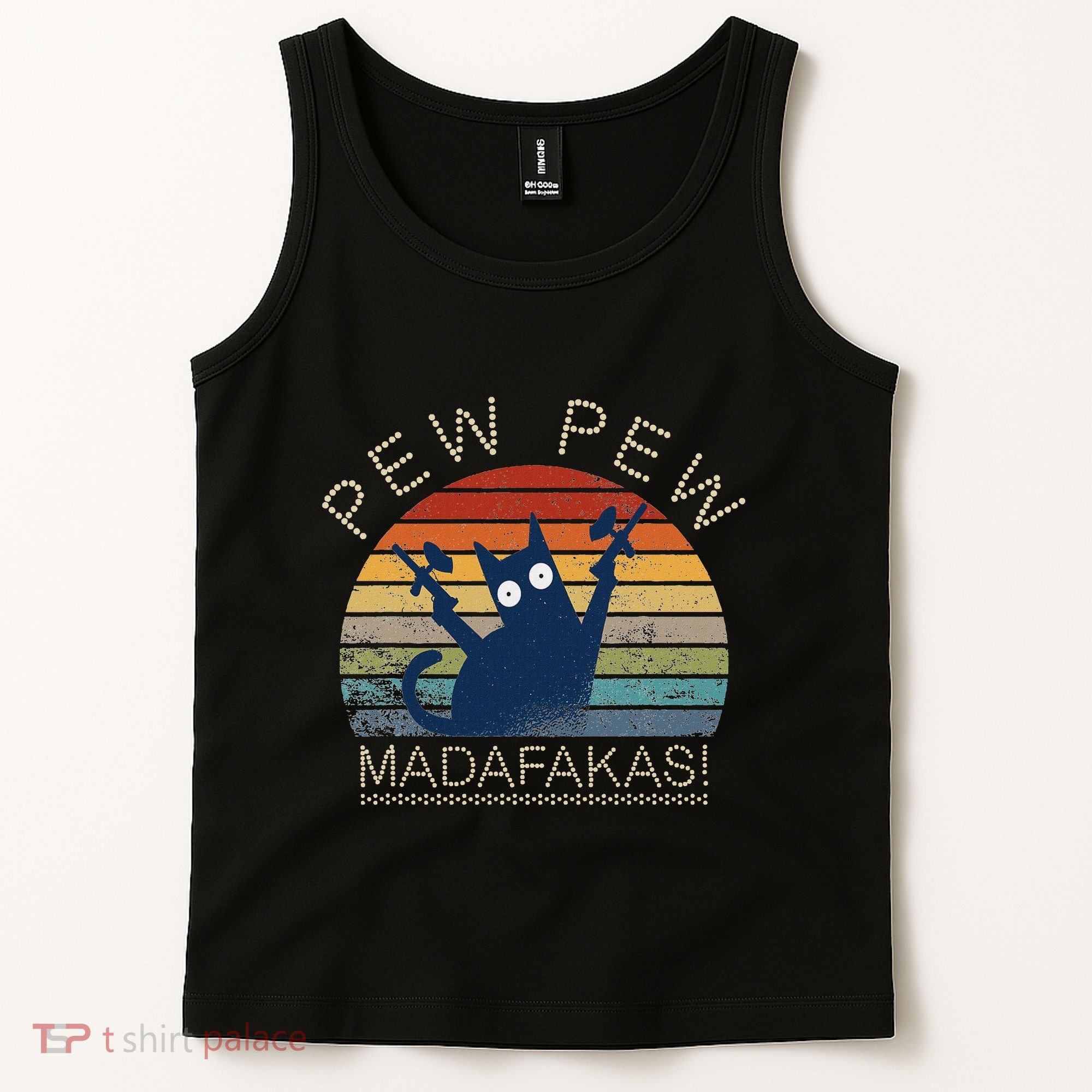 Paintball Cat Pew Pew Madafakas Crazy Cat Funny Paintball Tank Top