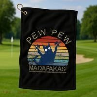 Paintball Cat Pew Pew Madafakas Crazy Cat Funny Paintball Golf Towel thumb 1