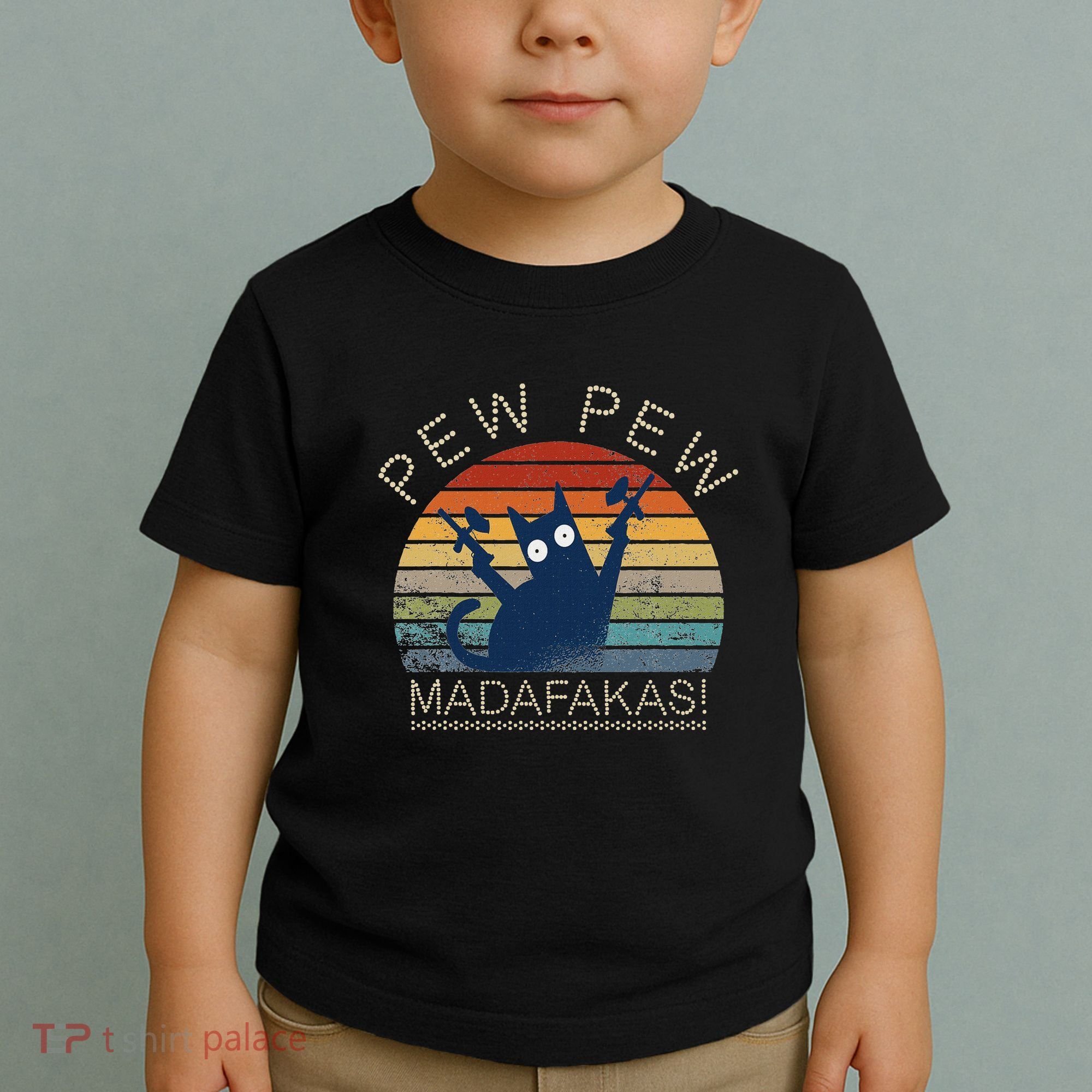 Paintball Cat Pew Pew Madafakas Crazy Cat Funny Paintball Toddler T-Shirt
