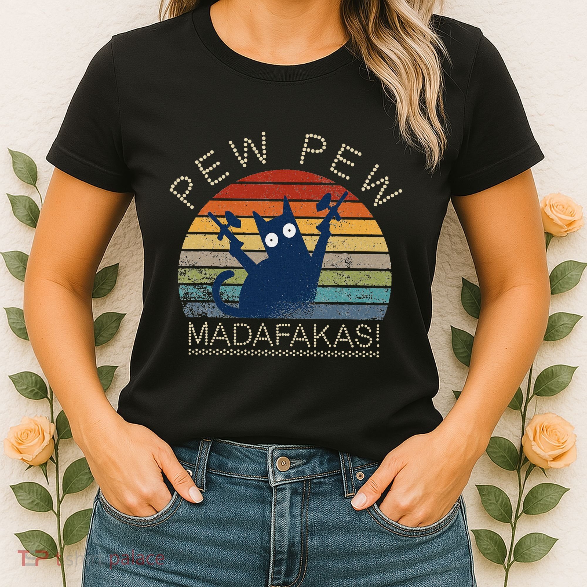 Paintball Cat Pew Pew Madafakas Crazy Cat Funny Paintball Women's T-Shirt