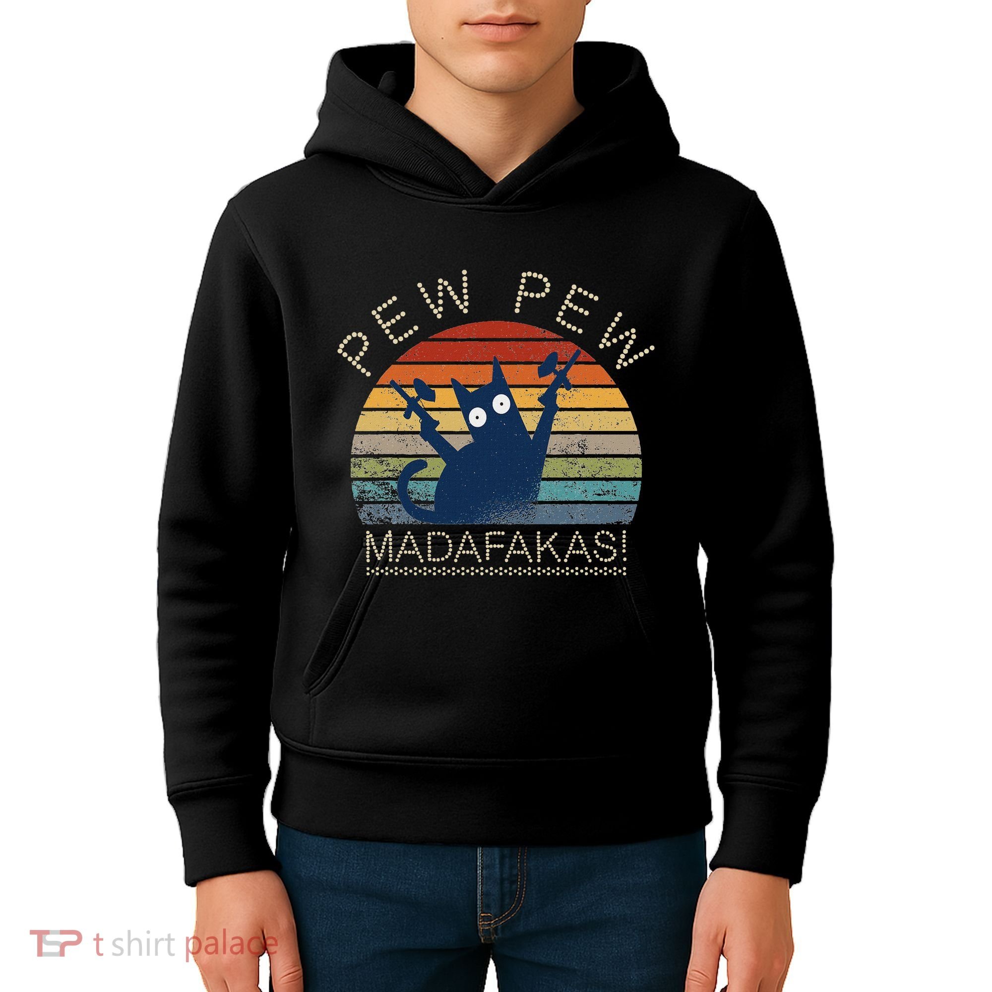 Paintball Cat Pew Pew Madafakas Crazy Cat Funny Paintball Kids Hoodie