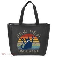 Paintball Cat Pew Pew Madafakas Crazy Cat Funny Paintball Tote Bag thumb 0