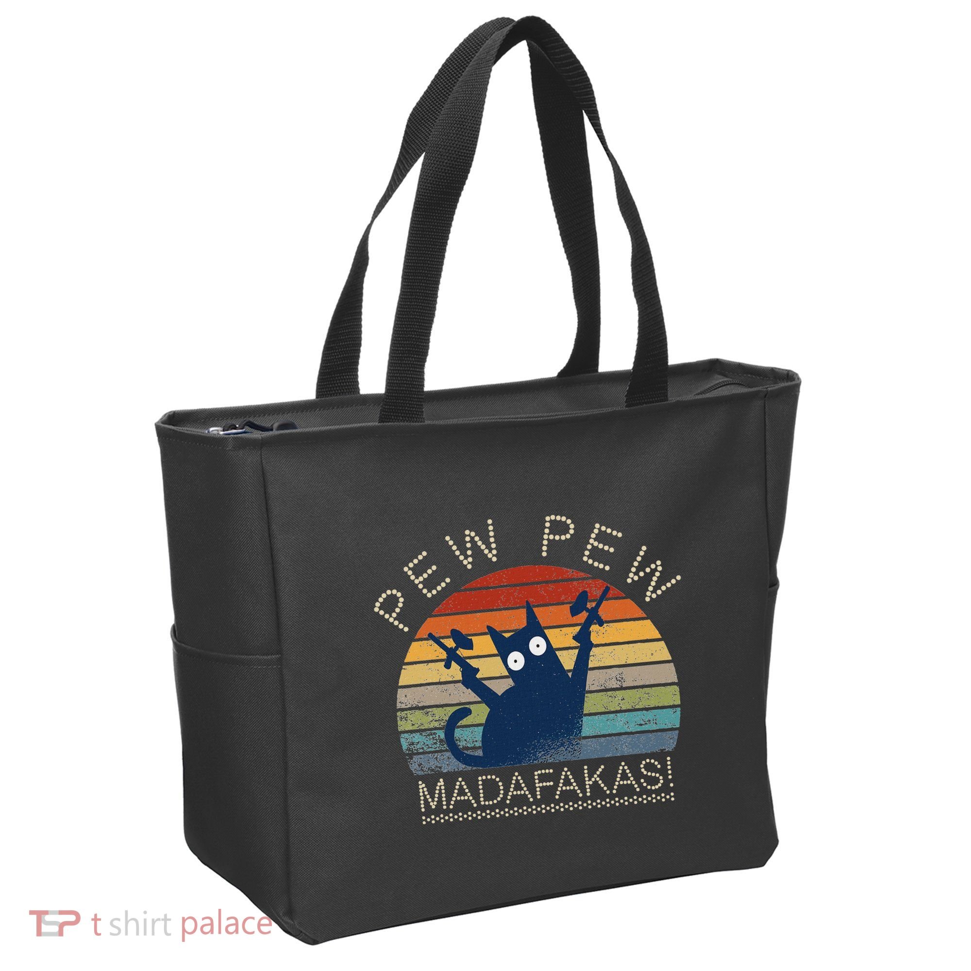 Paintball Cat Pew Pew Madafakas Crazy Cat Funny Paintball Tote Bag