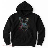 Psycho Crazy Paint Bunny Horror Easter And Halloween Hoodie thumb 0