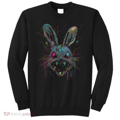 Psycho Crazy Paint Bunny Horror Easter And Halloween Sweatshirt